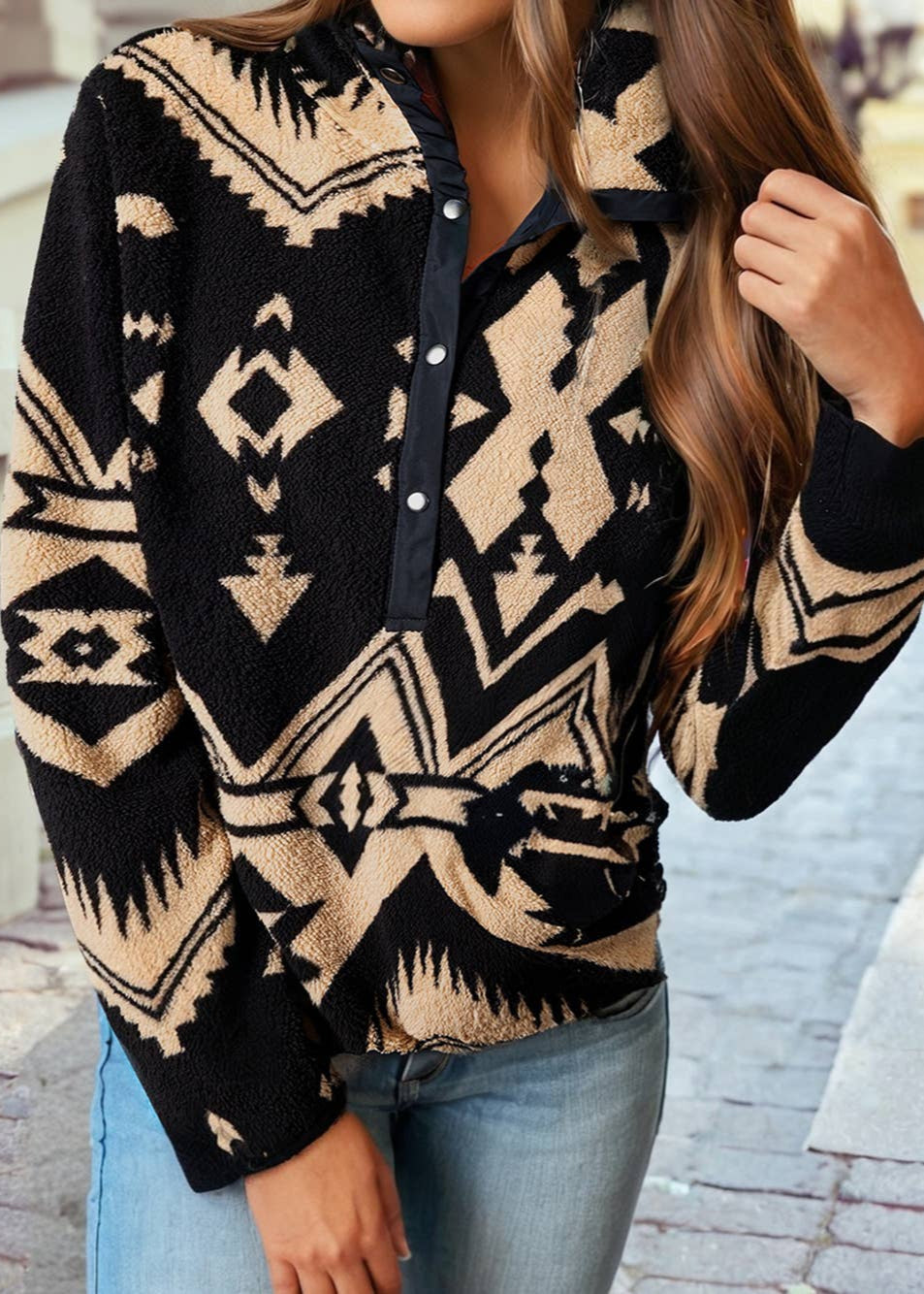 Western Half Zip Plush Sweatshirt