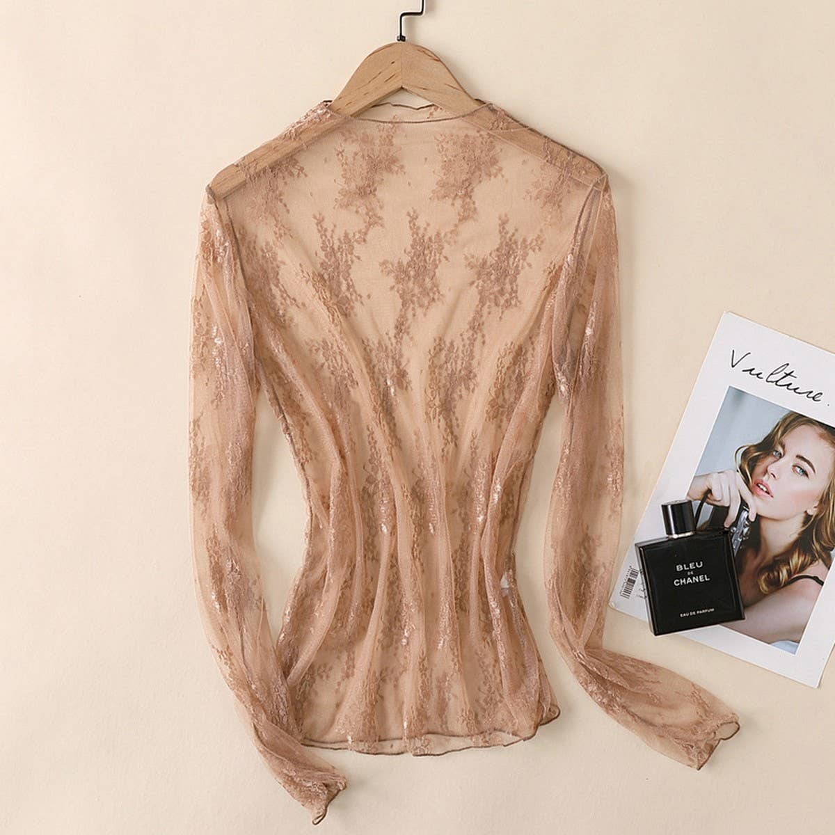 Sheer Lace Pullover Blouse