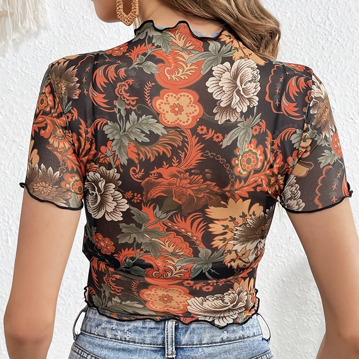 Wild Bloom Mesh Crop Top