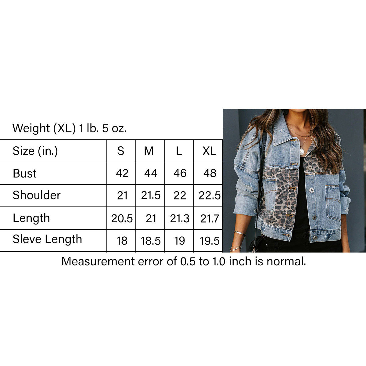 Savage Stitch Leopard Panel Denim Jacket (Expected in-stock October 20)