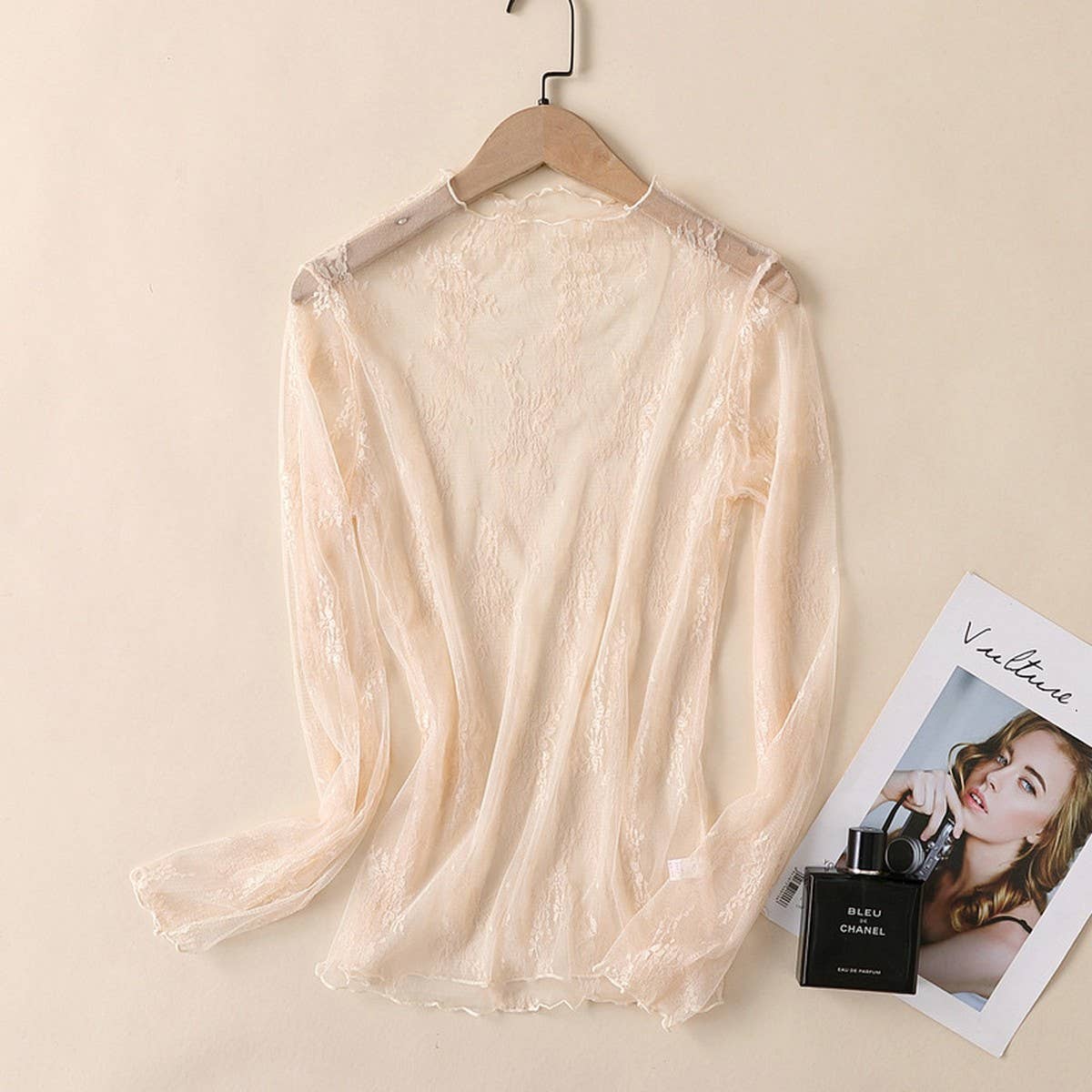 Sheer Lace Pullover Blouse