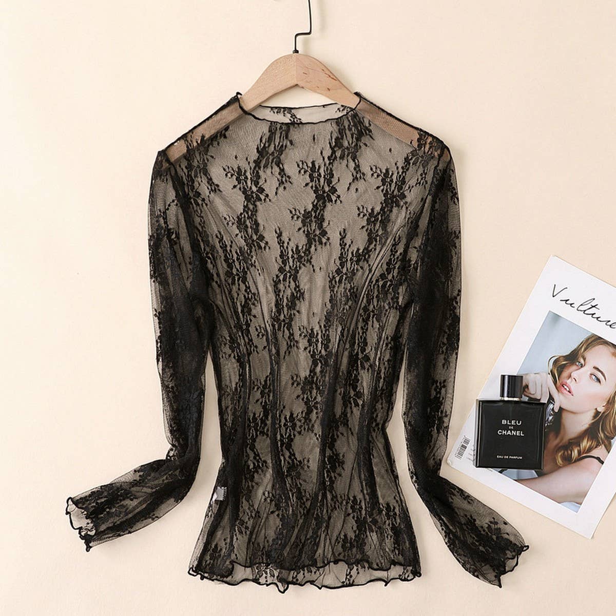 Sheer Lace Pullover Blouse