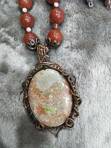 Autumn Jasper Pendant Necklace Set