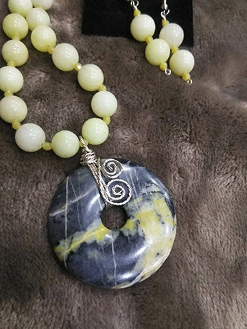 Jasper Donut Necklace Set