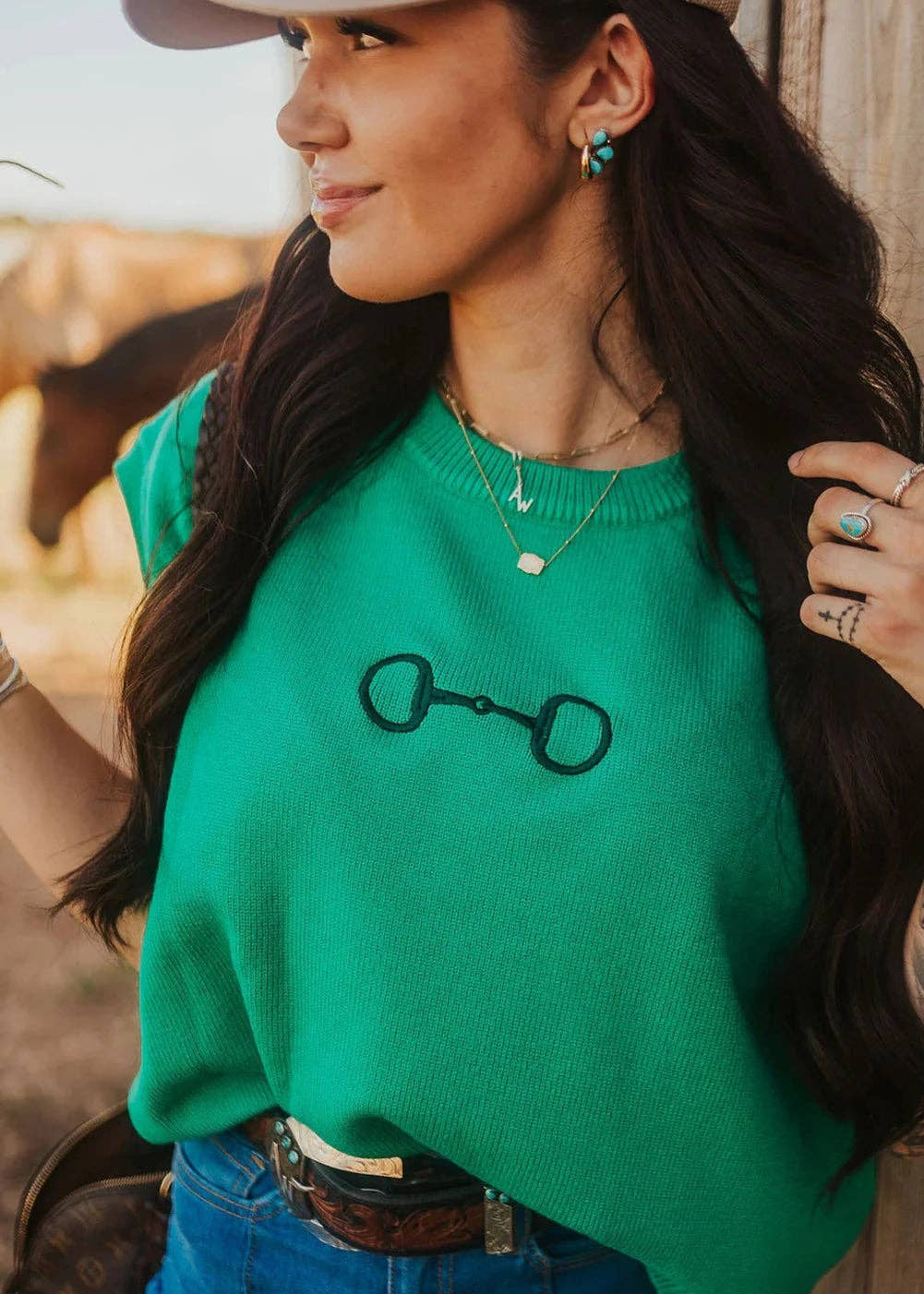 🐎 Bit & Breeze: Western Embroidered Knit Tee