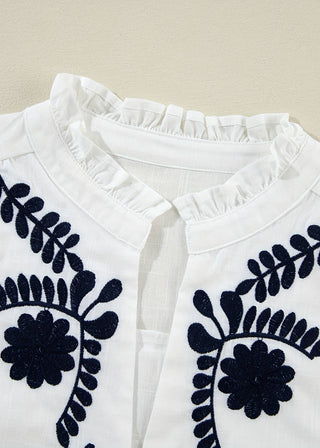 🖤 Elegant Niche: French Floral Embroidered Blouse
