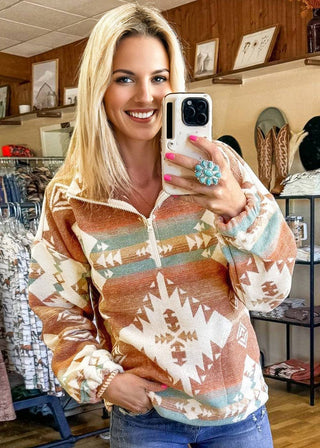Southwest Aztec Quarter-Zip Pullover