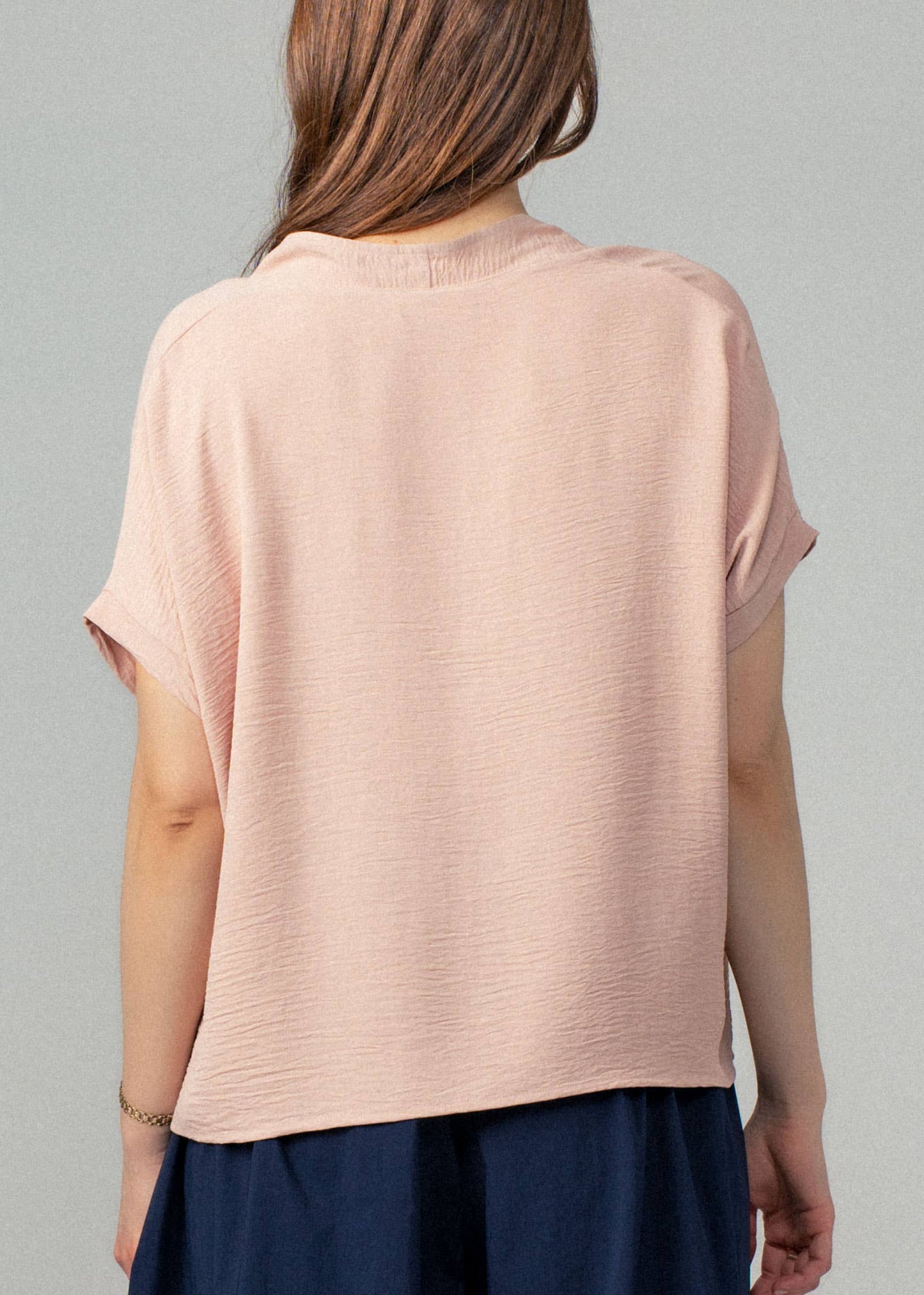 Blush Breeze V-Neck Blouse