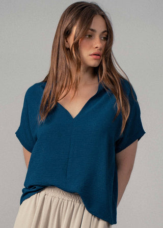 Blush Breeze V-Neck Blouse