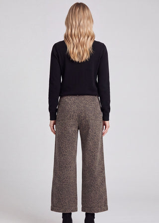 Woven Animal Print Washed Pants