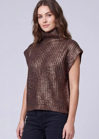 Metallic Foiled Sweater Top