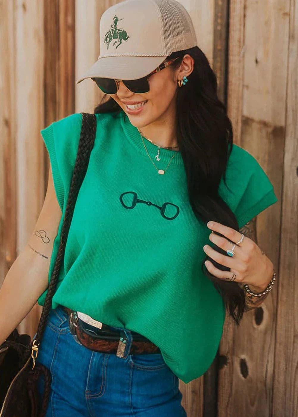 🐎 Bit & Breeze: Western Embroidered Knit Tee