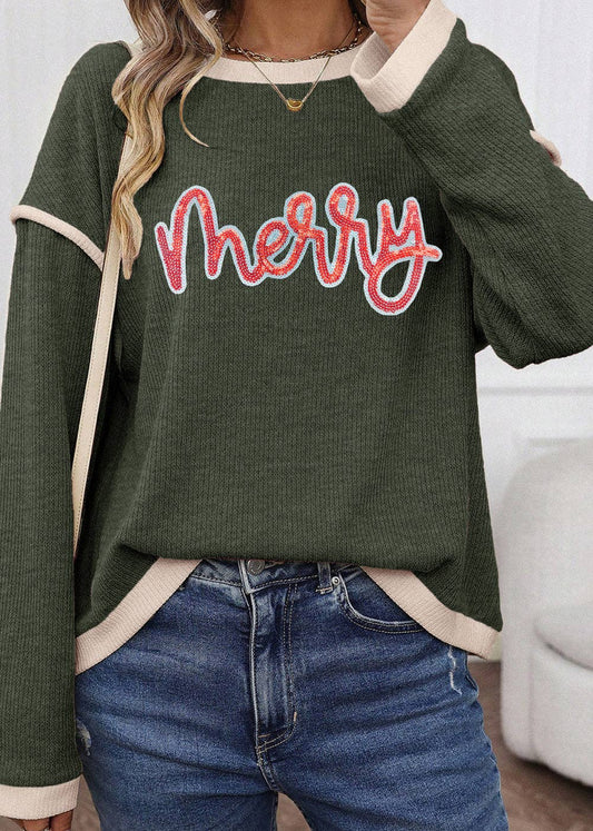 “Merry” Sequin Patch Top