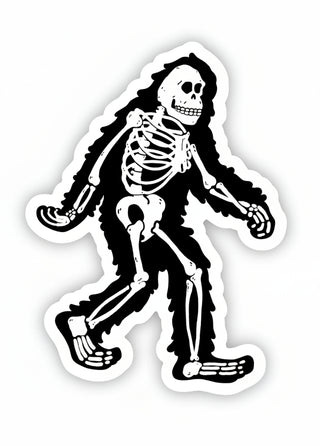 Bigfoot Skeleton sticker with a white border 
