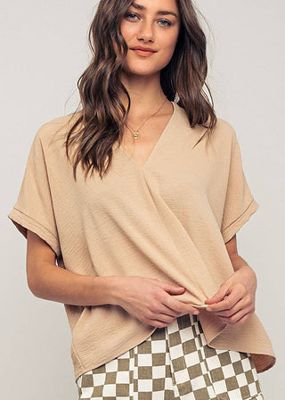 Blush Breeze V-Neck Blouse