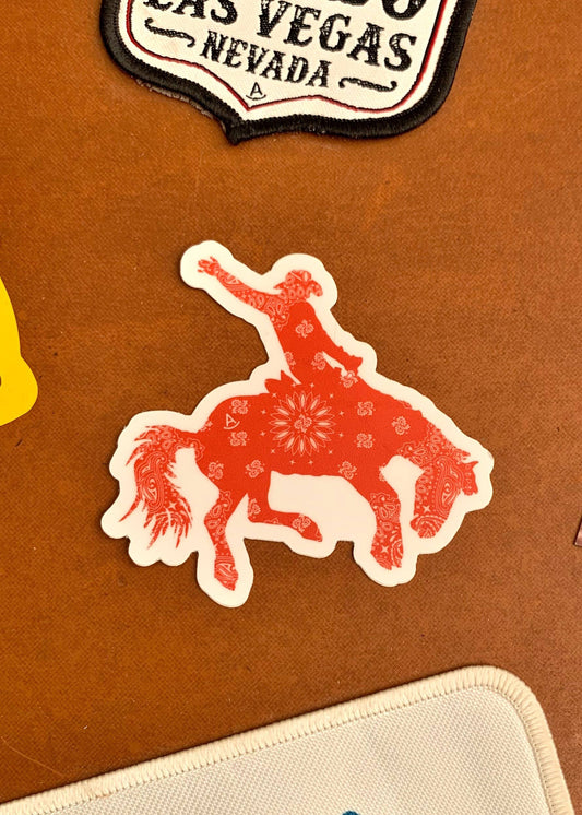 Bandana Print Bronc Rider Sticker
