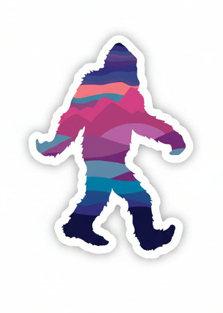 Colorful silhouette of a bigfoot on a white background