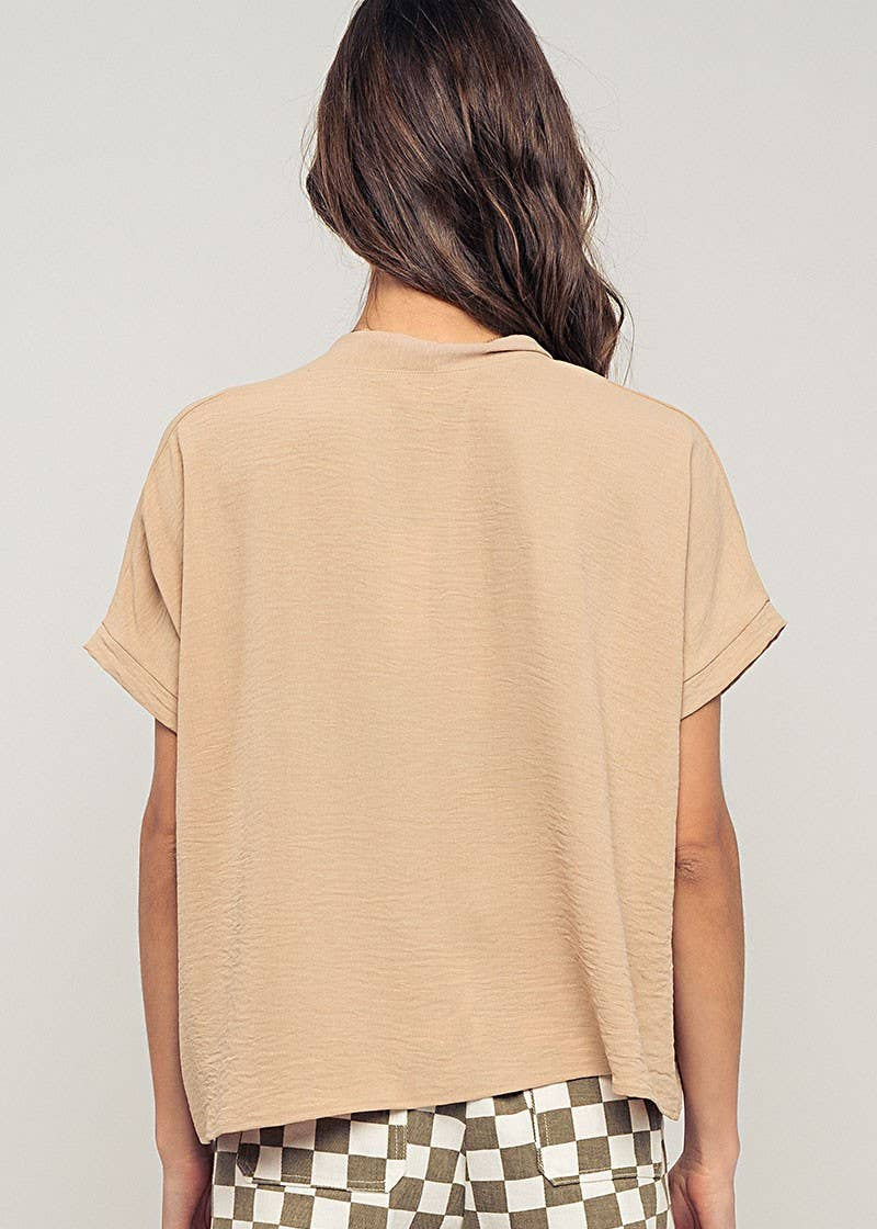 Blush Breeze V-Neck Blouse