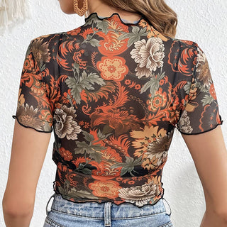 Wild Bloom Mesh Crop Top