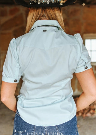 🤠 Concho Button Down Puff Sleeve Shirt