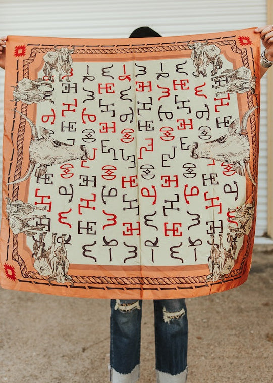 🐂 Heritage Ranch Brand Wild Rag – Western Silk Scarf