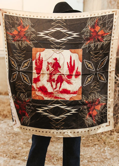🐎 Bucking Horse Rodeo Wild Rag – Western Silk Scarf