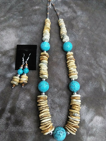 Large Flat Stone Necklace Set