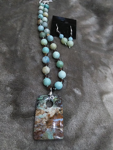Jasper and Amazonite Necklace Set