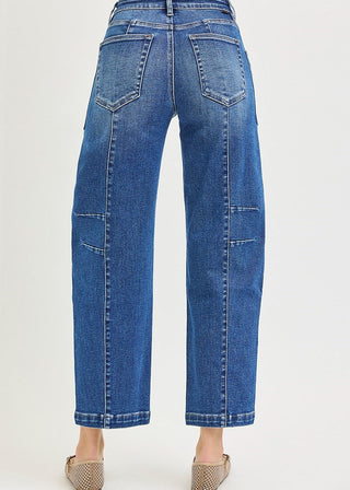 Slouchy Ankel Barrel Jeans with Patch Pockets