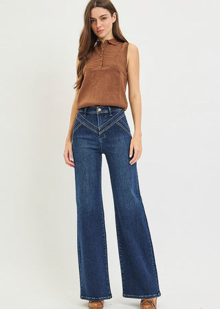 High Rise Wide Leg Yoke Detail