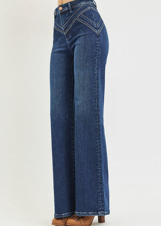 High Rise Wide Leg Yoke Detail