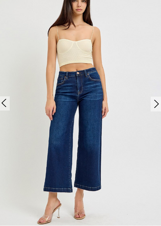 High Rise Crop Wide Jeans