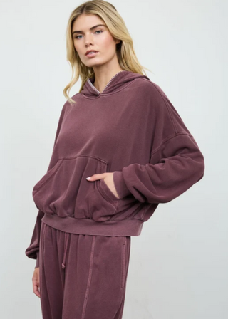 Cropped Hooded Kangaroo Pocket Knit Top