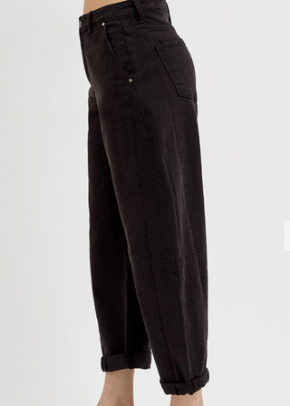 High Rise Relaxed Barrel Cuffed Pants