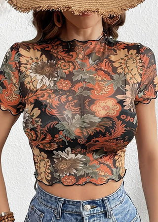 Wild Bloom Mesh Crop Top