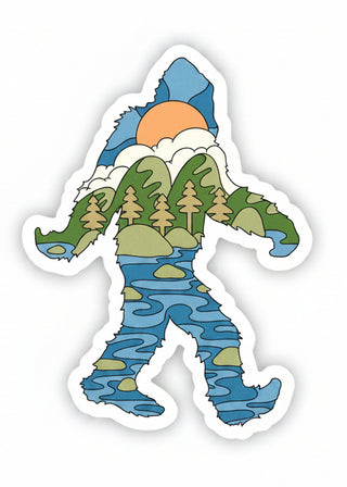 Cartoon-like depiction of a creature with a forest design on a white background