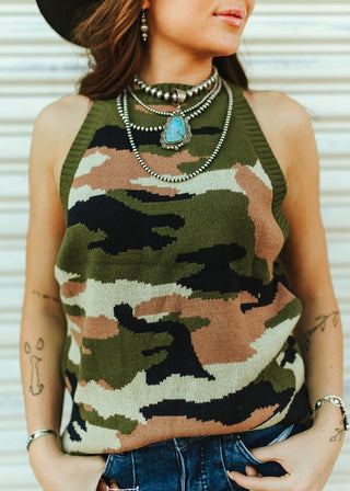 🌿 Western Camo Knit Tank