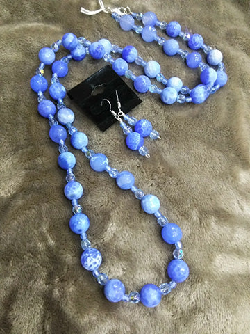 Blue Bead Agate Necklace Set