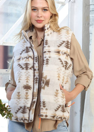 Aztec Printed Jacquard Puffer Vest