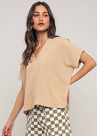 Blush Breeze V-Neck Blouse