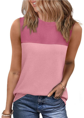 🌤️ Two‑Tone Ribbed Knit Sleeveless Top