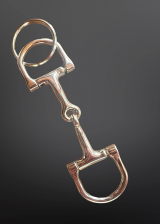 Metal horse bridle bit on a dark background