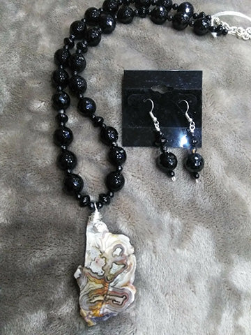 Crazy Lace Slab Agate Necklace Set
