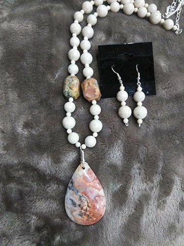 Crazy Lace Agate Necklace Set