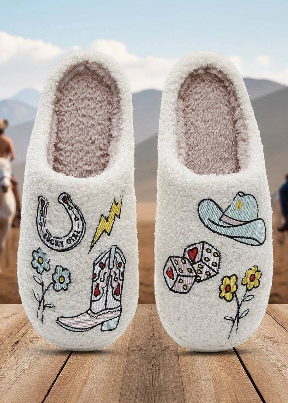 🤠 Cowgirl Embroidered Slippers