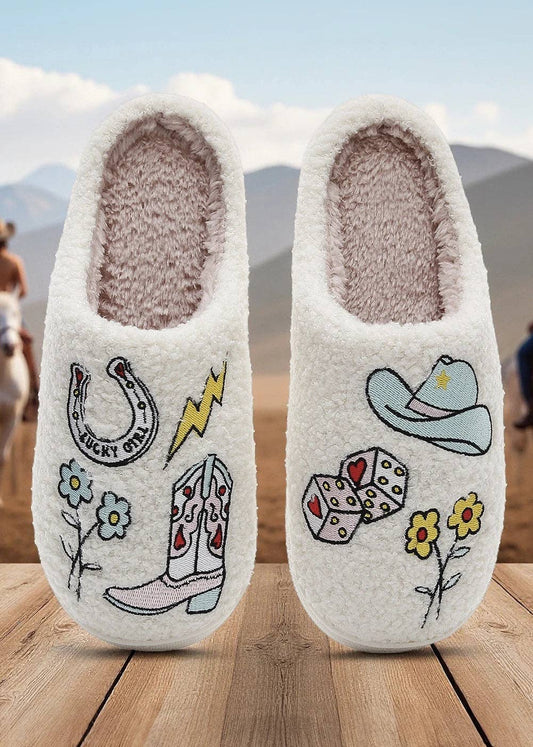 🤠 Cowgirl Embroidered Slippers