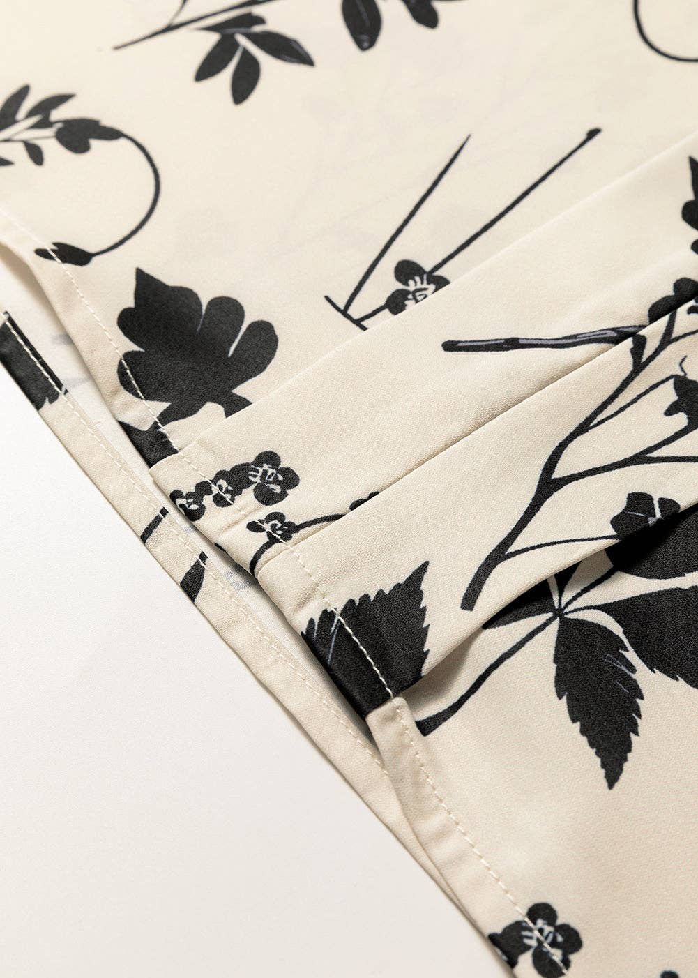 🌿 Whisper Bloom: Botanical Split-Neck Blouse