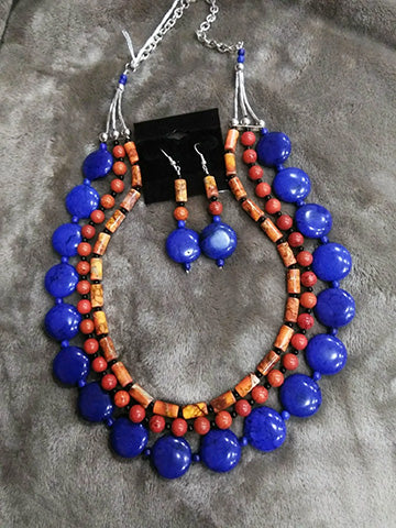 Magnesite Three Strand Necklace Set