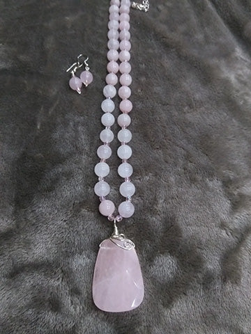 Rose Quartz Necklace Set